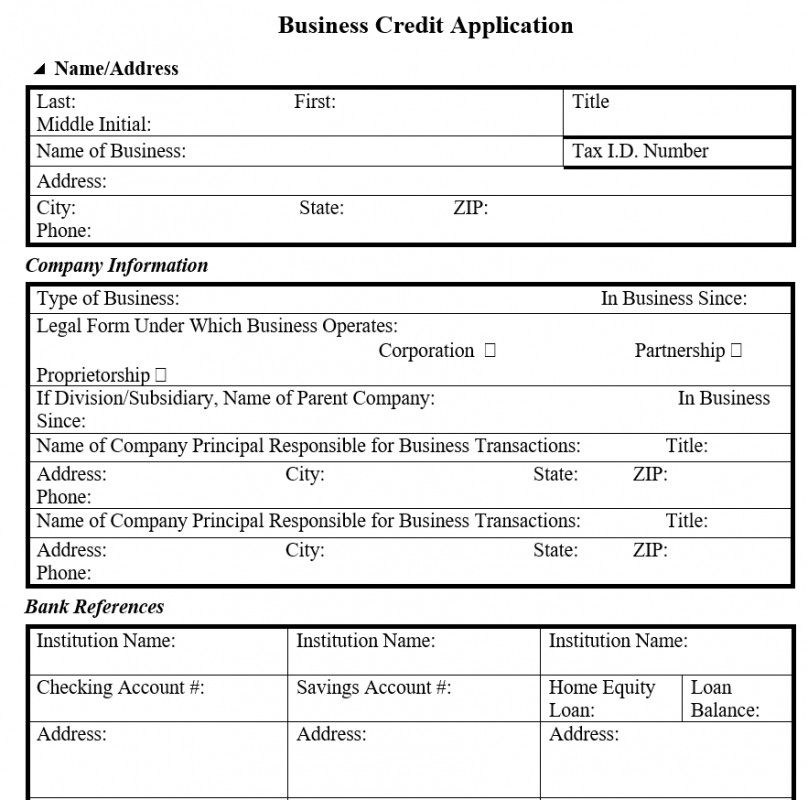Mẫu đơn xin cấp tín dụng - Business Credit Application