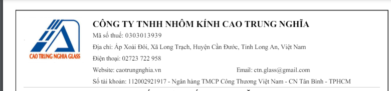 CÔNG TY TNHH NHÔM KÍNH CAO TRUNG NGHĨA