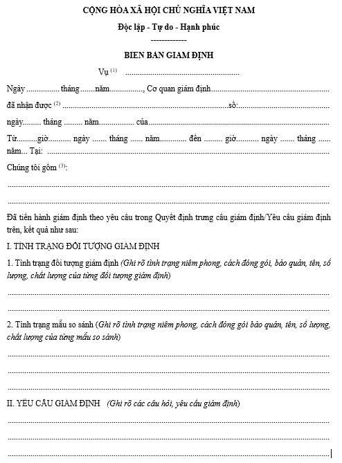 Mẫu biên bản giám định