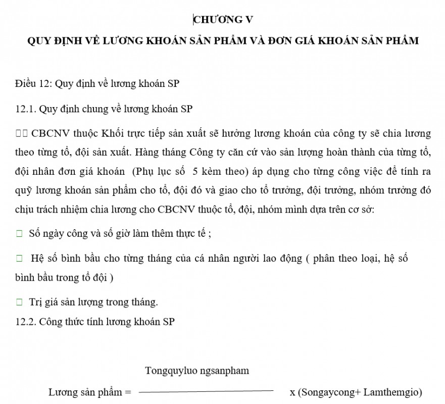 Quản trị tài chính kế toán - Quy định lượng khoán sản phẩn và đơn giá khoán sản phẩm