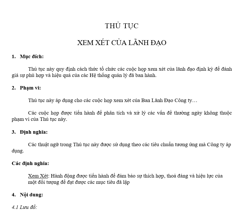 Quản trị hành chính - Thủ tục xem xét của ban lãnh đạo