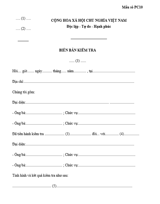 Biên bản kiểm tra về phòng cháy chữa cháy