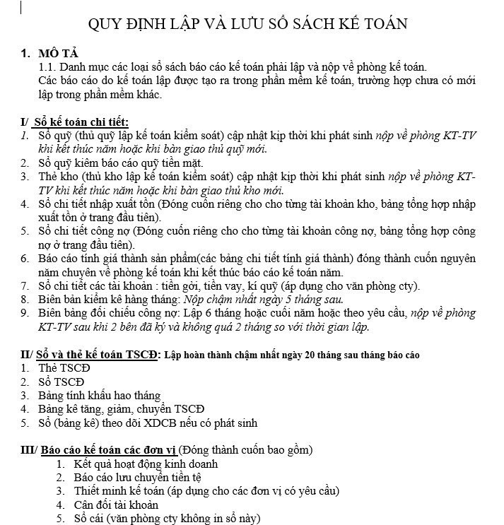 Các quy trình kế toán - Quy trình lập và lưu sổ sách kế toán