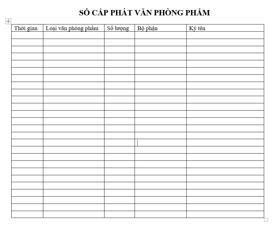 Quy trình quản lý văn phòng phẩm - Sổ cấp phát văn phòng phẩm