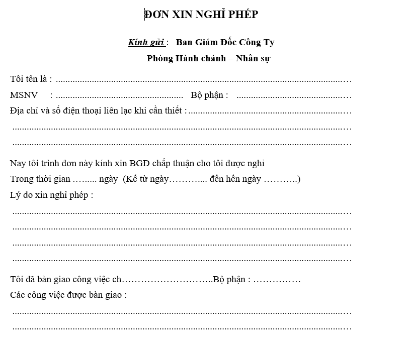 Hệ thống quản trị nhân sự - Đơn xin nghỉ phép