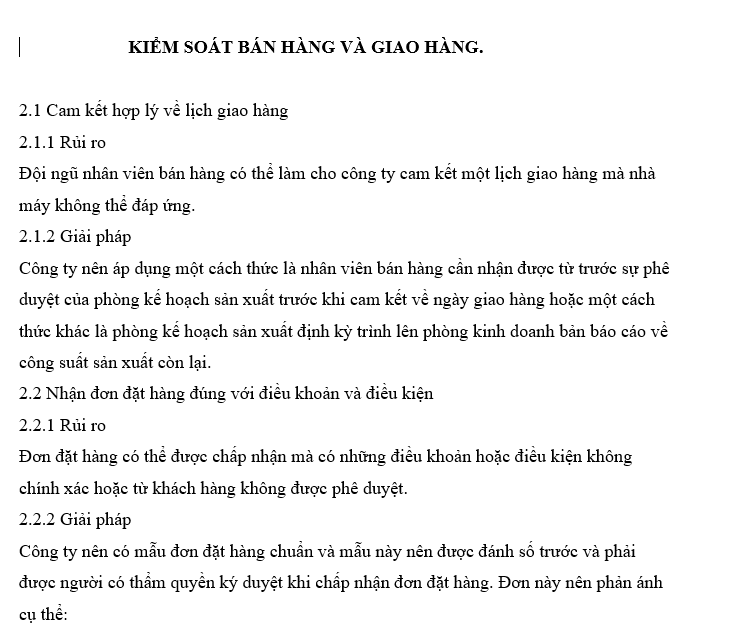 Quản trị kiểm soát nội bộ - Kiểm soát bán hàng và giao hàng