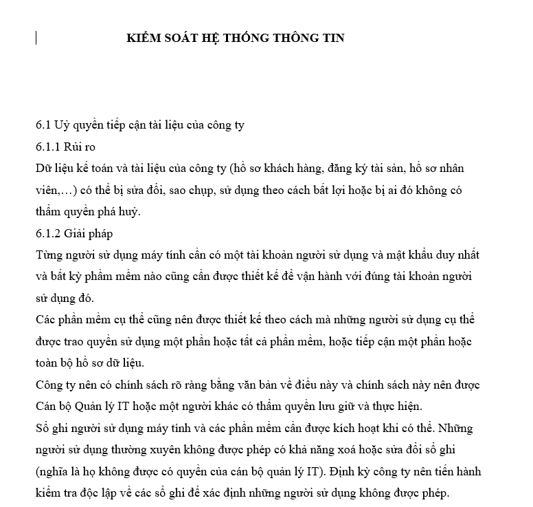 Quản trị kiểm soát nội bộ - Kiểm soát hệ thống thông tin