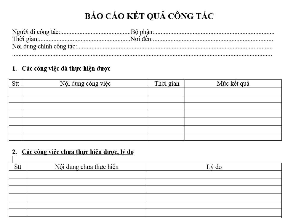 Quy định chế độ công tác phí - Báo cáo kết quả công tác