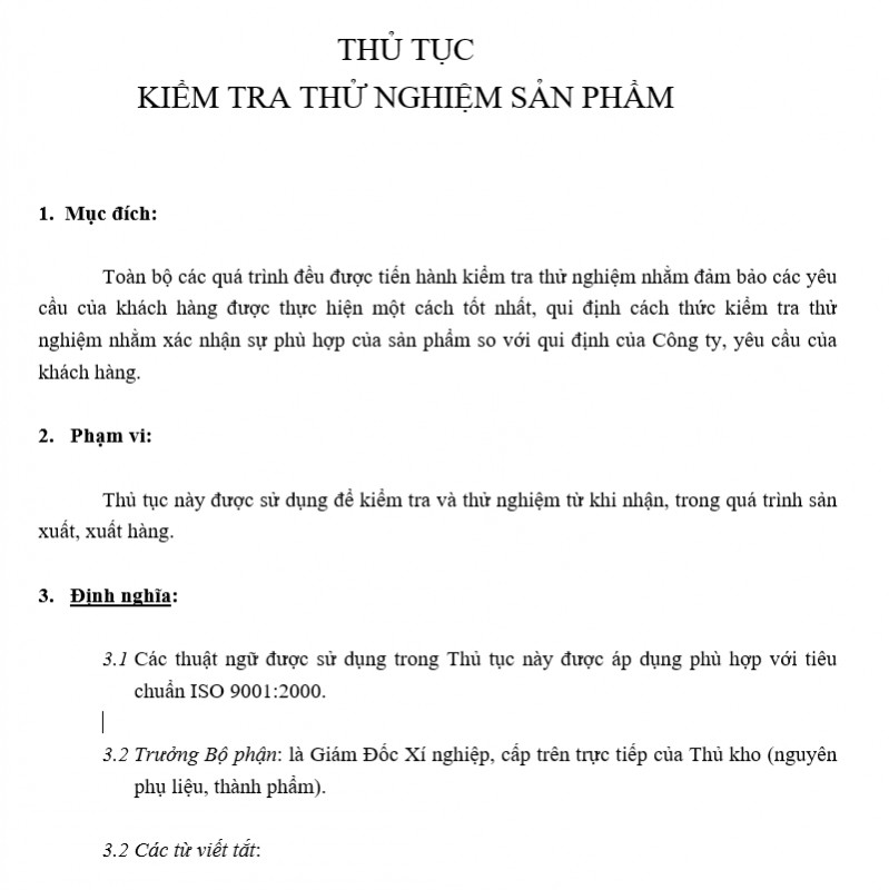 Quản trị hành chính - Thủ tục kiểm tra thử nghiệm sản phẩm