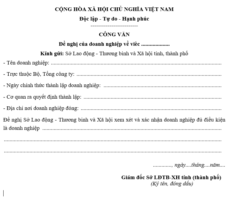 Mẫu Công Văn Đề Nghị Của Doanh Nghiệp