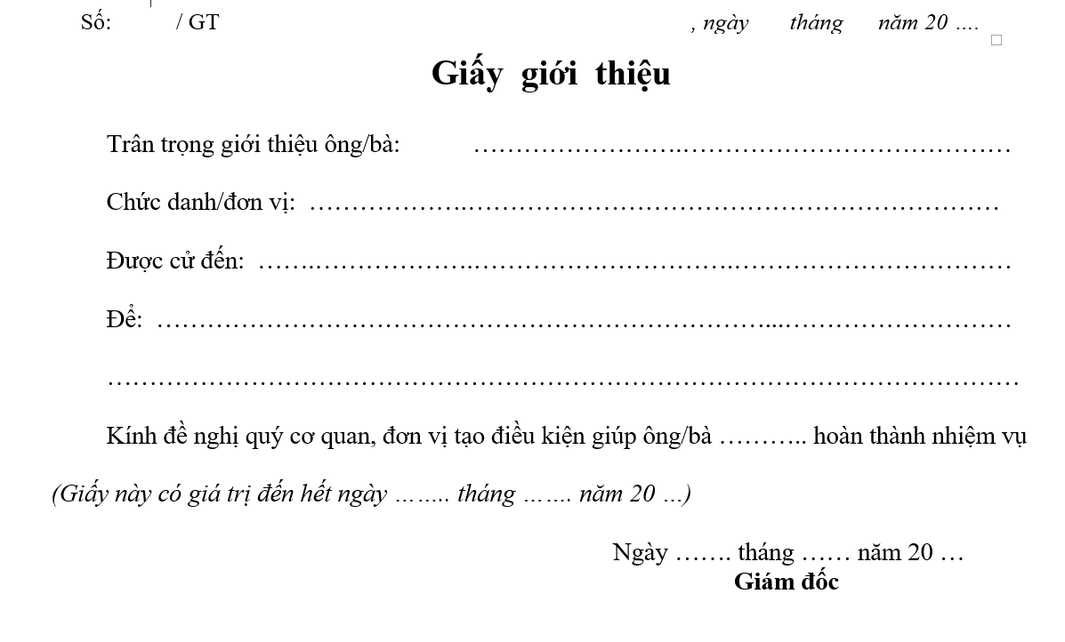 Quy định chế độ công tác phí - Giấy giới thiệu