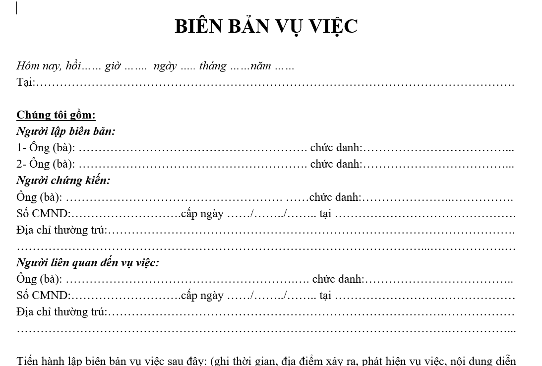 Quy định kiểm soát nhân viên, khách hàng ra vào cổng  - Biên bản vụ việc