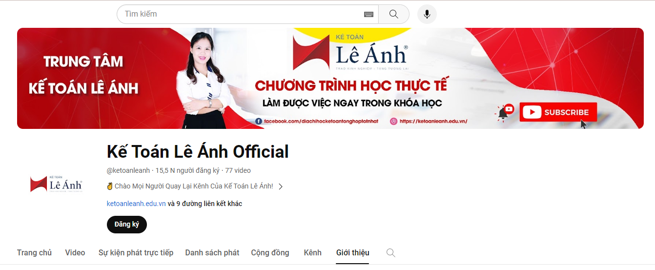 Kênh Youtube kế toán lê ánh offial