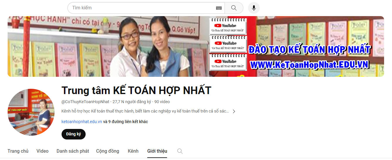 Kênh Youtube trung tâm kế toán hợp nhất