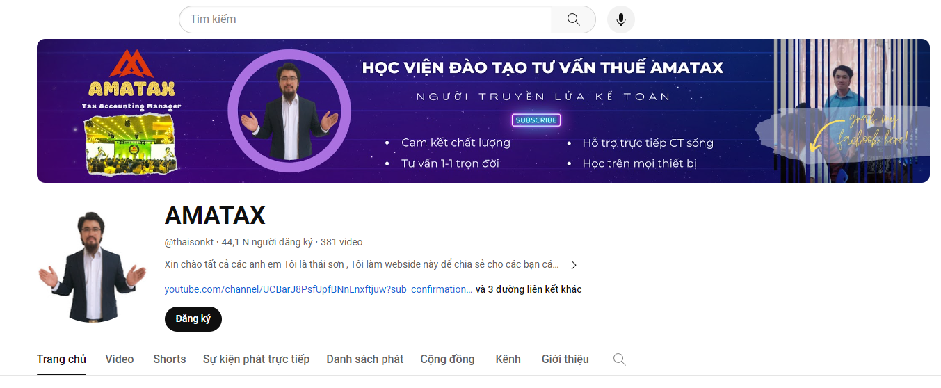 Kênh youtube AMATAX